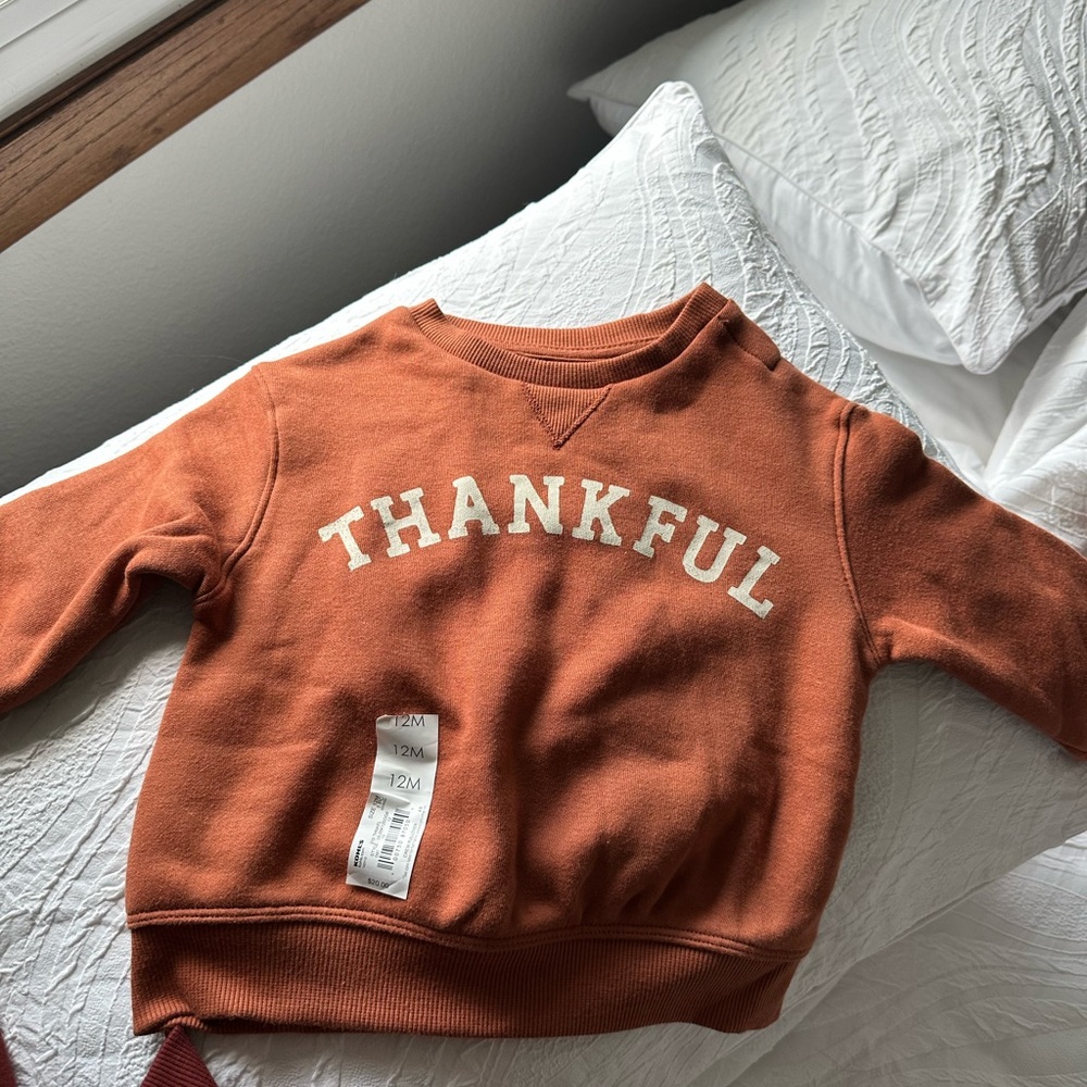 Kids 'Thankful' Sweatshirt - Warm Orange